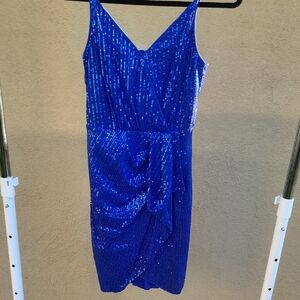 Grace Karin Royal Blue Sequin Mini Dress